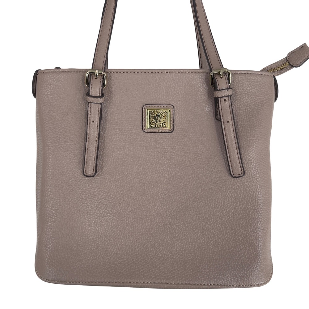 Anne Klein Perfect Tote Taupe Pebbled Tote Bag Top Zip‎ Shoulder Bag Tote